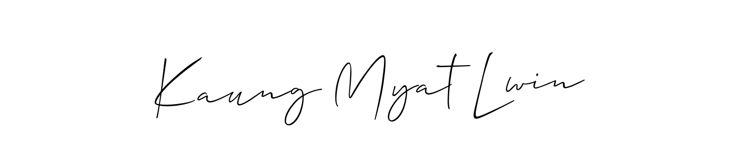 How to make Kaung Myat Lwin name signature. Use Allison_Script style for creating short signs online. This is the latest handwritten sign. Kaung Myat Lwin signature style 2 images and pictures png