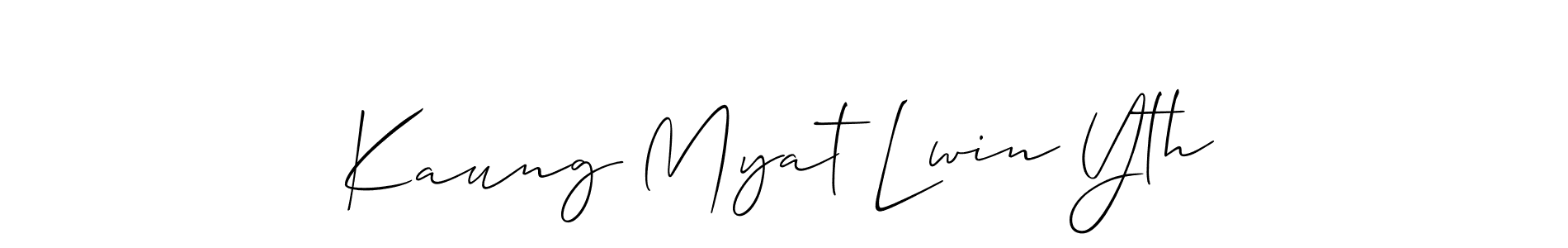 Allison_Script is a professional signature style that is perfect for those who want to add a touch of class to their signature. It is also a great choice for those who want to make their signature more unique. Get Kaung Myat Lwin Yth name to fancy signature for free. Kaung Myat Lwin Yth signature style 2 images and pictures png