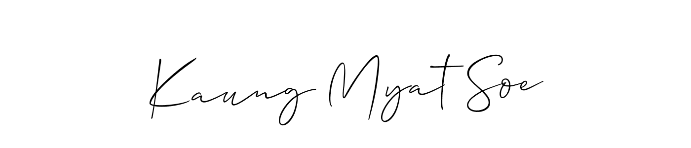 Also You can easily find your signature by using the search form. We will create Kaung Myat Soe name handwritten signature images for you free of cost using Allison_Script sign style. Kaung Myat Soe signature style 2 images and pictures png