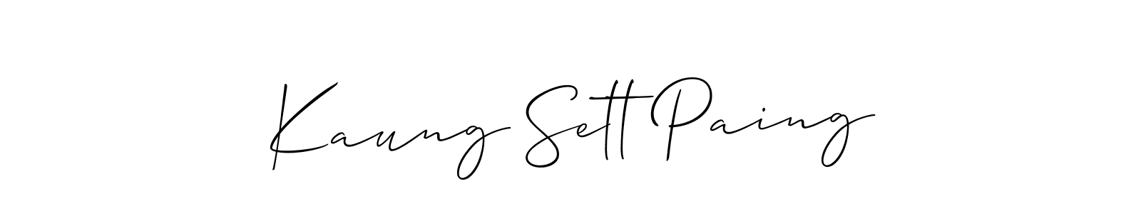 How to make Kaung Sett Paing name signature. Use Allison_Script style for creating short signs online. This is the latest handwritten sign. Kaung Sett Paing signature style 2 images and pictures png
