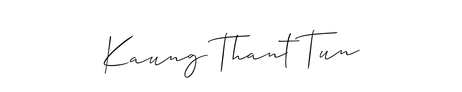 Make a short Kaung Thant Tun signature style. Manage your documents anywhere anytime using Allison_Script. Create and add eSignatures, submit forms, share and send files easily. Kaung Thant Tun signature style 2 images and pictures png