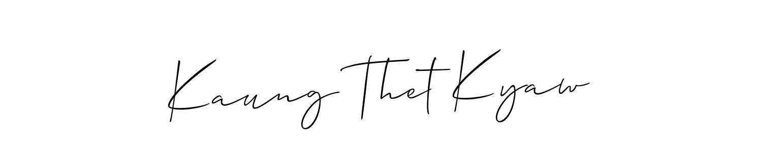 Create a beautiful signature design for name Kaung Thet Kyaw. With this signature (Allison_Script) fonts, you can make a handwritten signature for free. Kaung Thet Kyaw signature style 2 images and pictures png