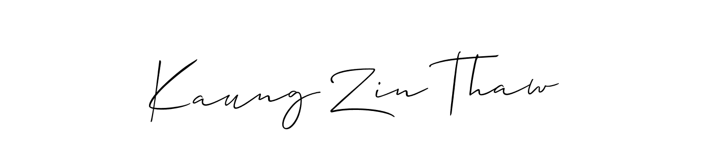 Allison_Script is a professional signature style that is perfect for those who want to add a touch of class to their signature. It is also a great choice for those who want to make their signature more unique. Get Kaung Zin Thaw name to fancy signature for free. Kaung Zin Thaw signature style 2 images and pictures png