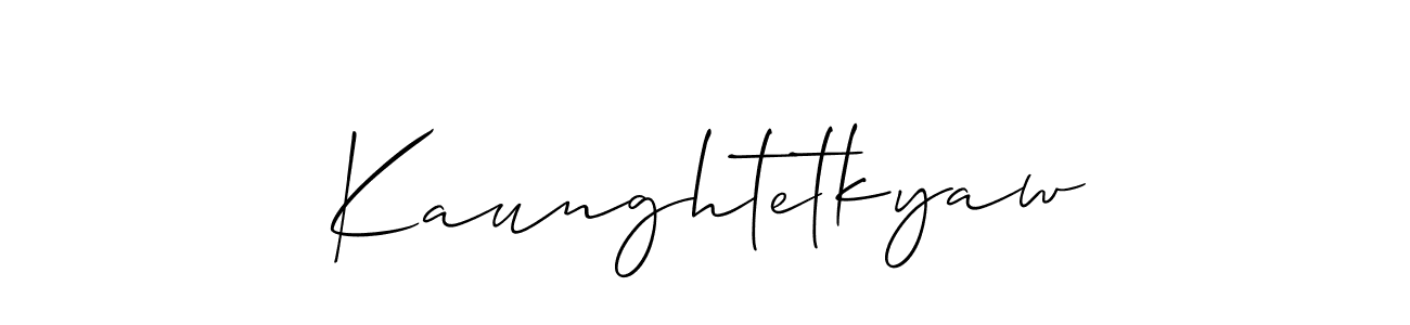 Use a signature maker to create a handwritten signature online. With this signature software, you can design (Allison_Script) your own signature for name Kaunghtetkyaw. Kaunghtetkyaw signature style 2 images and pictures png