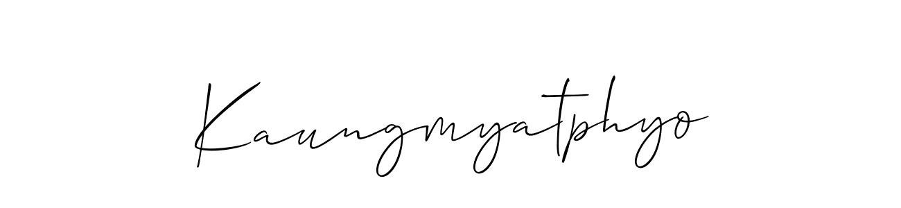 Make a short Kaungmyatphyo signature style. Manage your documents anywhere anytime using Allison_Script. Create and add eSignatures, submit forms, share and send files easily. Kaungmyatphyo signature style 2 images and pictures png