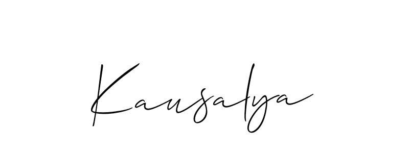 Also You can easily find your signature by using the search form. We will create Kausalya name handwritten signature images for you free of cost using Allison_Script sign style. Kausalya signature style 2 images and pictures png