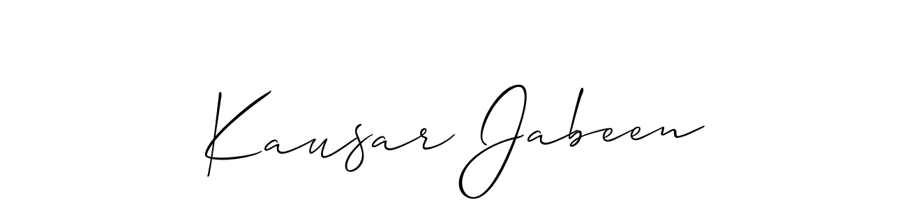 Make a short Kausar Jabeen signature style. Manage your documents anywhere anytime using Allison_Script. Create and add eSignatures, submit forms, share and send files easily. Kausar Jabeen signature style 2 images and pictures png