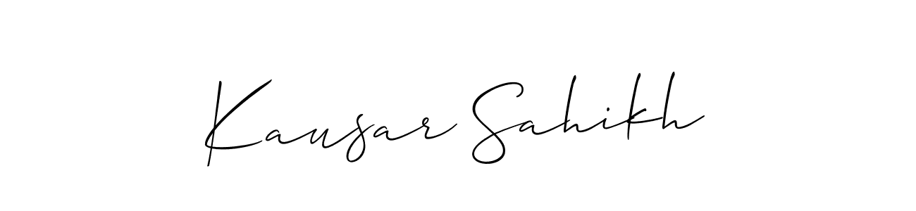 if you are searching for the best signature style for your name Kausar Sahikh. so please give up your signature search. here we have designed multiple signature styles  using Allison_Script. Kausar Sahikh signature style 2 images and pictures png