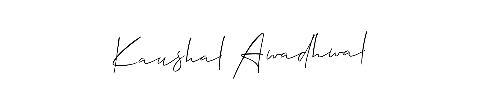 Make a beautiful signature design for name Kaushal Awadhwal. With this signature (Allison_Script) style, you can create a handwritten signature for free. Kaushal Awadhwal signature style 2 images and pictures png