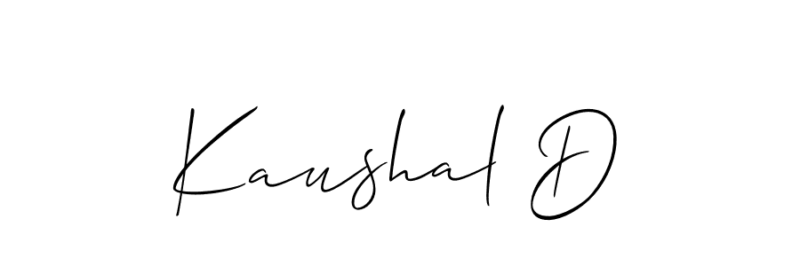 Allison_Script is a professional signature style that is perfect for those who want to add a touch of class to their signature. It is also a great choice for those who want to make their signature more unique. Get Kaushal D name to fancy signature for free. Kaushal D signature style 2 images and pictures png