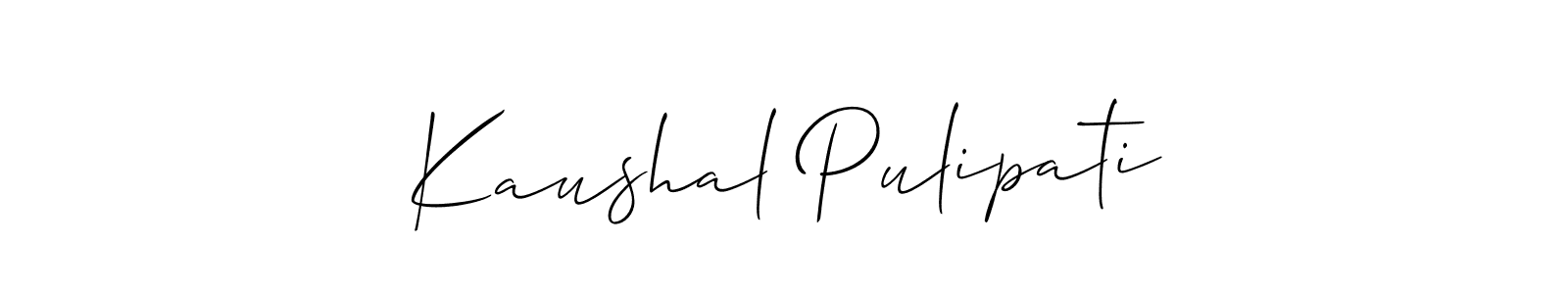 How to Draw Kaushal Pulipati signature style? Allison_Script is a latest design signature styles for name Kaushal Pulipati. Kaushal Pulipati signature style 2 images and pictures png