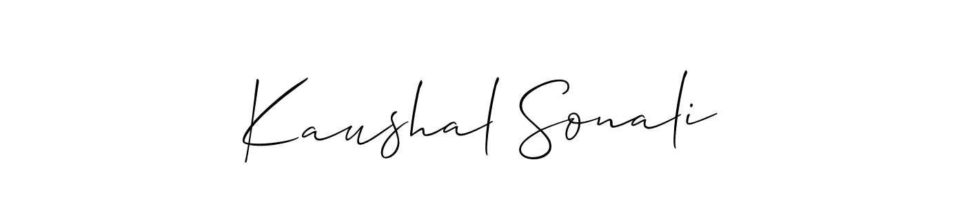 Also You can easily find your signature by using the search form. We will create Kaushal Sonali name handwritten signature images for you free of cost using Allison_Script sign style. Kaushal Sonali signature style 2 images and pictures png