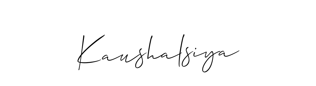 Use a signature maker to create a handwritten signature online. With this signature software, you can design (Allison_Script) your own signature for name Kaushalsiya. Kaushalsiya signature style 2 images and pictures png