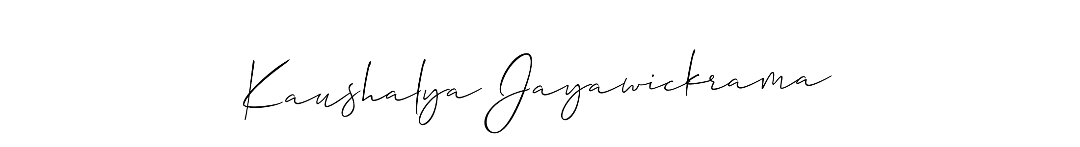 Also You can easily find your signature by using the search form. We will create Kaushalya Jayawickrama name handwritten signature images for you free of cost using Allison_Script sign style. Kaushalya Jayawickrama signature style 2 images and pictures png