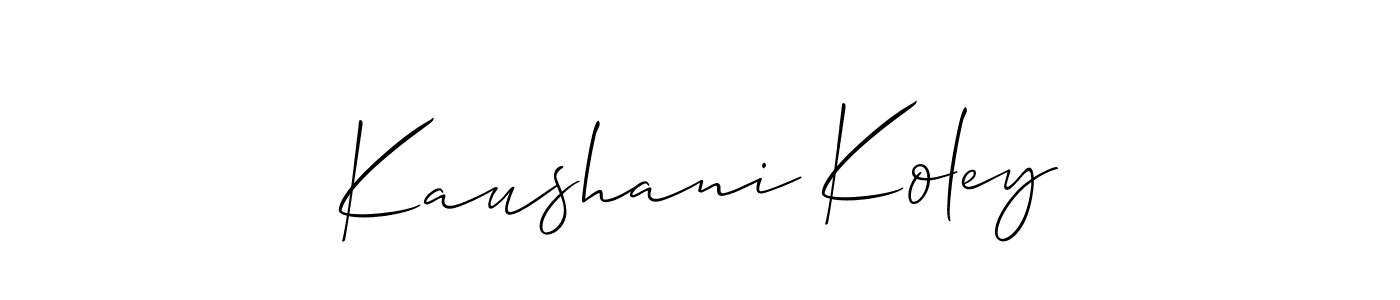 Allison_Script is a professional signature style that is perfect for those who want to add a touch of class to their signature. It is also a great choice for those who want to make their signature more unique. Get Kaushani Koley name to fancy signature for free. Kaushani Koley signature style 2 images and pictures png