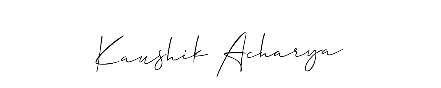 Also You can easily find your signature by using the search form. We will create Kaushik Acharya name handwritten signature images for you free of cost using Allison_Script sign style. Kaushik Acharya signature style 2 images and pictures png