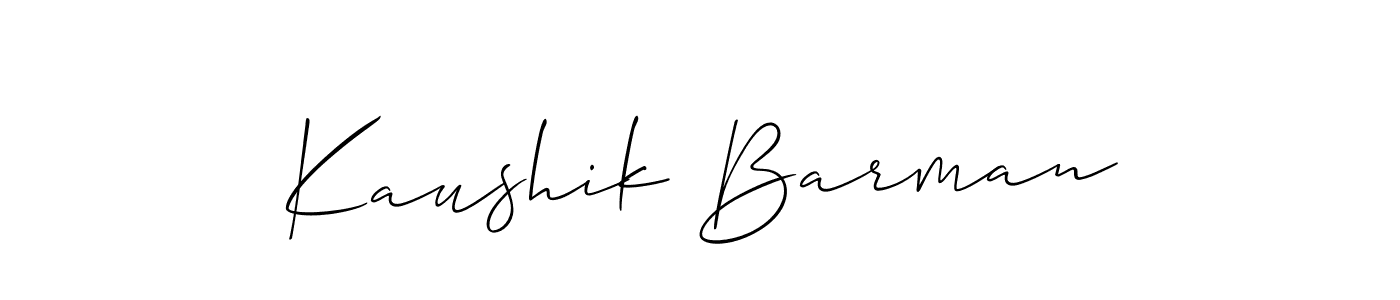 Create a beautiful signature design for name Kaushik Barman. With this signature (Allison_Script) fonts, you can make a handwritten signature for free. Kaushik Barman signature style 2 images and pictures png
