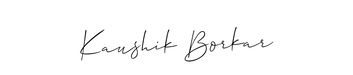 It looks lik you need a new signature style for name Kaushik Borkar. Design unique handwritten (Allison_Script) signature with our free signature maker in just a few clicks. Kaushik Borkar signature style 2 images and pictures png