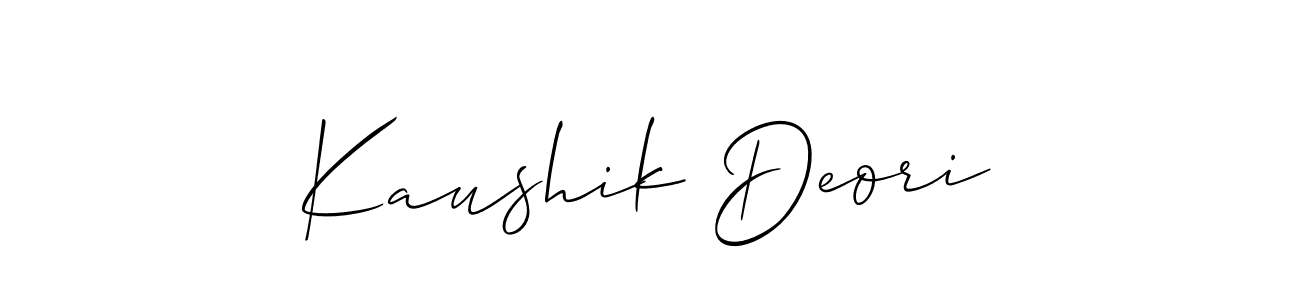 Also we have Kaushik Deori name is the best signature style. Create professional handwritten signature collection using Allison_Script autograph style. Kaushik Deori signature style 2 images and pictures png