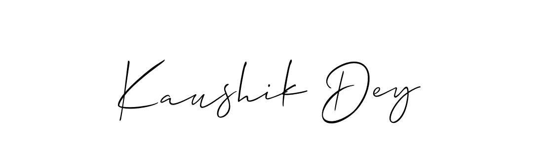 It looks lik you need a new signature style for name Kaushik Dey. Design unique handwritten (Allison_Script) signature with our free signature maker in just a few clicks. Kaushik Dey signature style 2 images and pictures png