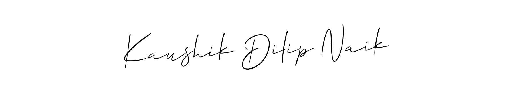 Also You can easily find your signature by using the search form. We will create Kaushik Dilip Naik name handwritten signature images for you free of cost using Allison_Script sign style. Kaushik Dilip Naik signature style 2 images and pictures png