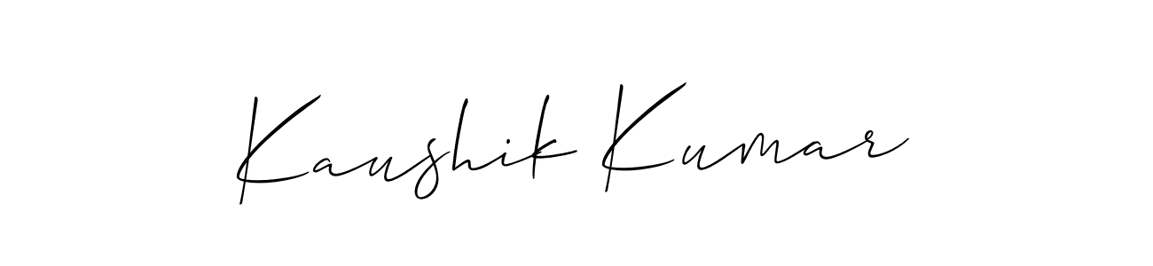 Design your own signature with our free online signature maker. With this signature software, you can create a handwritten (Allison_Script) signature for name Kaushik Kumar. Kaushik Kumar signature style 2 images and pictures png
