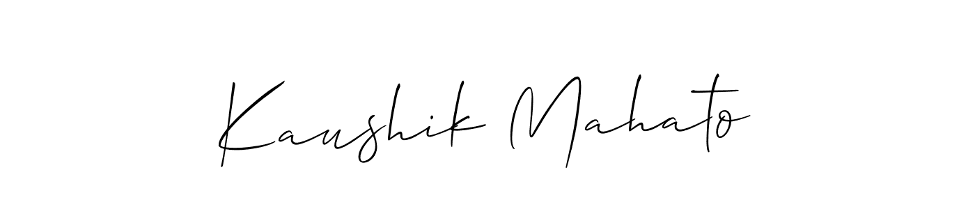 You should practise on your own different ways (Allison_Script) to write your name (Kaushik Mahato) in signature. don't let someone else do it for you. Kaushik Mahato signature style 2 images and pictures png