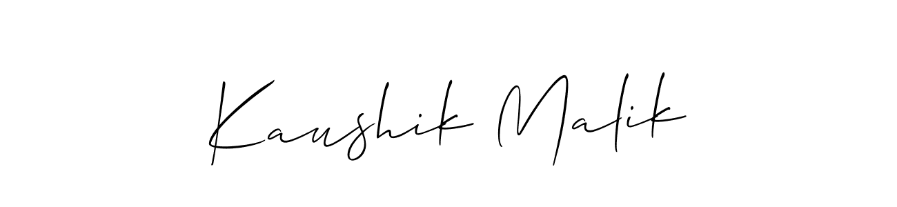 The best way (Allison_Script) to make a short signature is to pick only two or three words in your name. The name Kaushik Malik include a total of six letters. For converting this name. Kaushik Malik signature style 2 images and pictures png