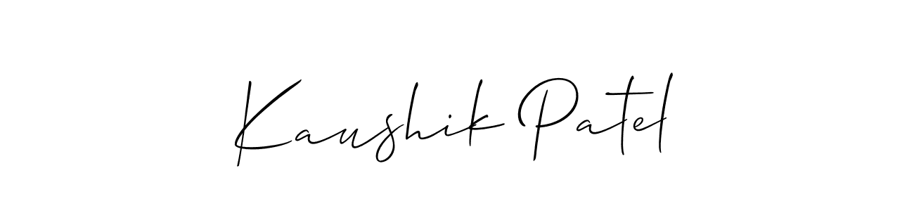 It looks lik you need a new signature style for name Kaushik Patel. Design unique handwritten (Allison_Script) signature with our free signature maker in just a few clicks. Kaushik Patel signature style 2 images and pictures png