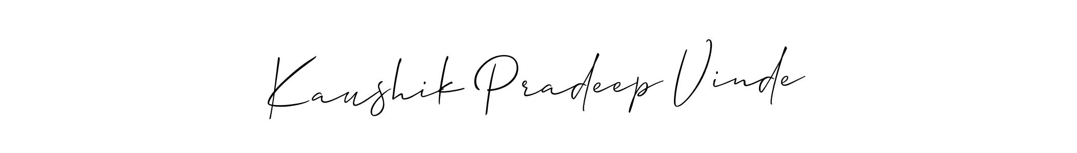 Make a beautiful signature design for name Kaushik Pradeep Vinde. With this signature (Allison_Script) style, you can create a handwritten signature for free. Kaushik Pradeep Vinde signature style 2 images and pictures png