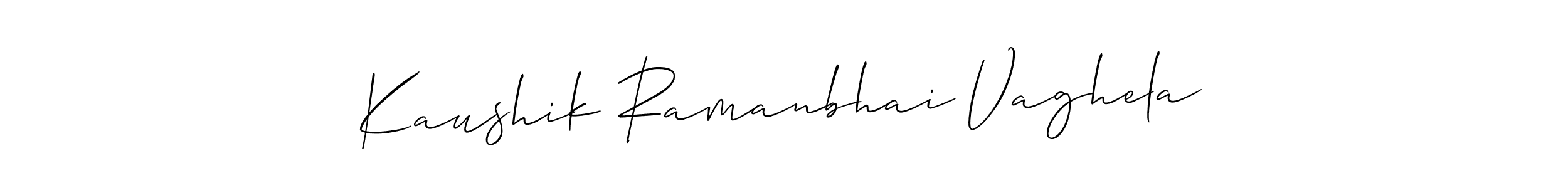 Use a signature maker to create a handwritten signature online. With this signature software, you can design (Allison_Script) your own signature for name Kaushik Ramanbhai Vaghela. Kaushik Ramanbhai Vaghela signature style 2 images and pictures png