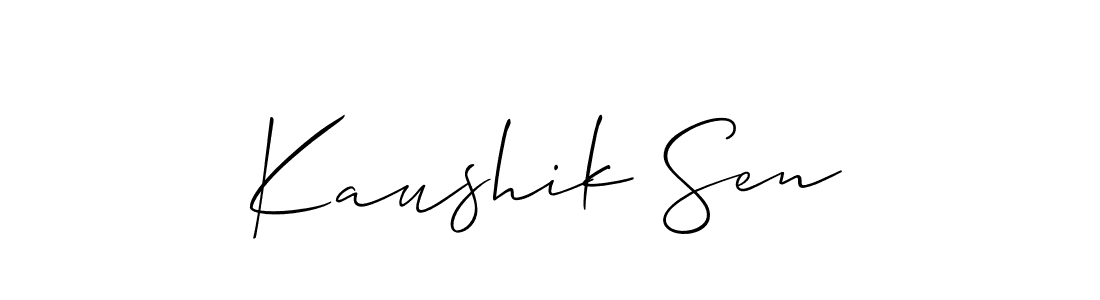 Use a signature maker to create a handwritten signature online. With this signature software, you can design (Allison_Script) your own signature for name Kaushik Sen. Kaushik Sen signature style 2 images and pictures png