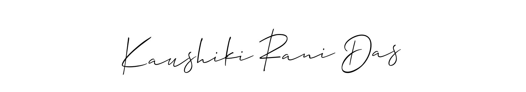 Make a short Kaushiki Rani Das signature style. Manage your documents anywhere anytime using Allison_Script. Create and add eSignatures, submit forms, share and send files easily. Kaushiki Rani Das signature style 2 images and pictures png