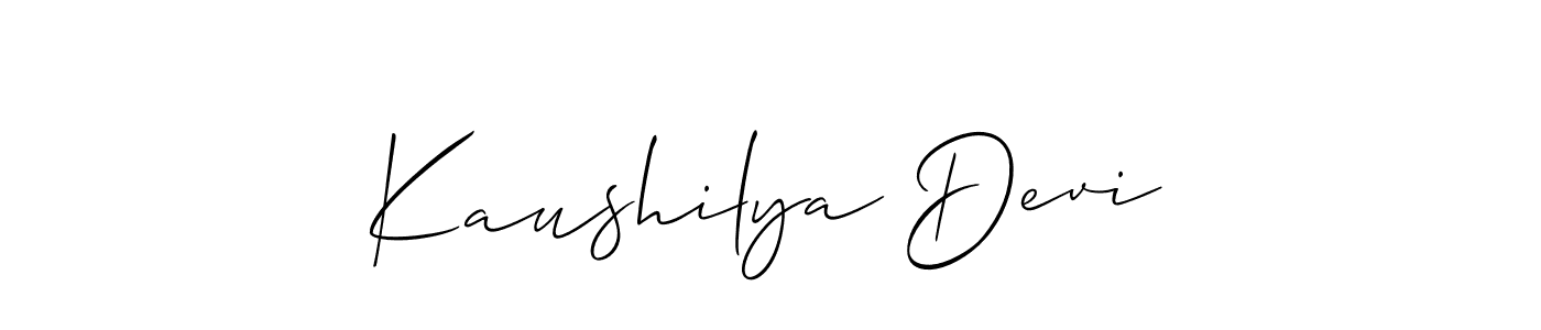 Use a signature maker to create a handwritten signature online. With this signature software, you can design (Allison_Script) your own signature for name Kaushilya Devi. Kaushilya Devi signature style 2 images and pictures png