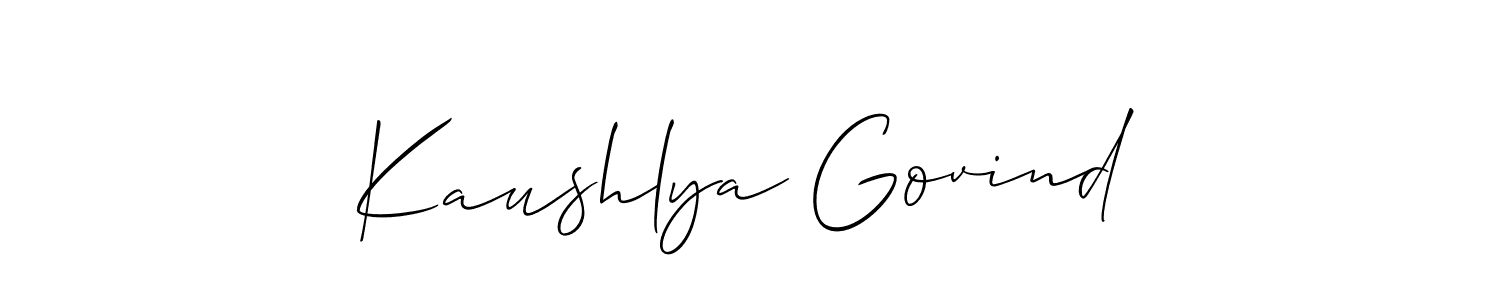 It looks lik you need a new signature style for name Kaushlya Govind. Design unique handwritten (Allison_Script) signature with our free signature maker in just a few clicks. Kaushlya Govind signature style 2 images and pictures png