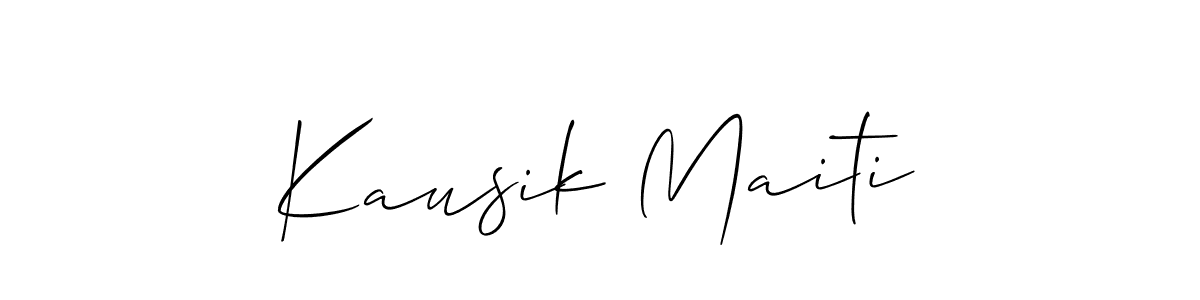 Create a beautiful signature design for name Kausik Maiti. With this signature (Allison_Script) fonts, you can make a handwritten signature for free. Kausik Maiti signature style 2 images and pictures png