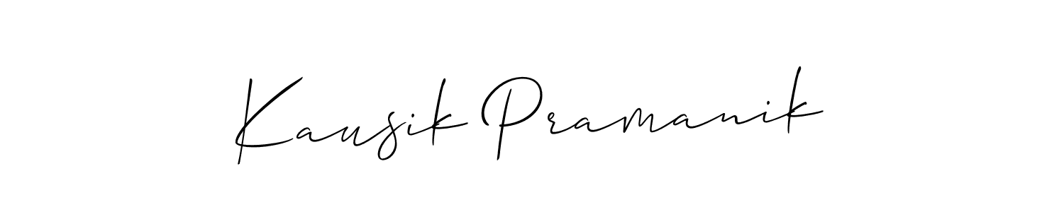 It looks lik you need a new signature style for name Kausik Pramanik. Design unique handwritten (Allison_Script) signature with our free signature maker in just a few clicks. Kausik Pramanik signature style 2 images and pictures png