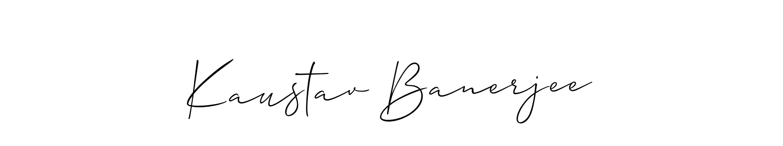 You should practise on your own different ways (Allison_Script) to write your name (Kaustav Banerjee) in signature. don't let someone else do it for you. Kaustav Banerjee signature style 2 images and pictures png
