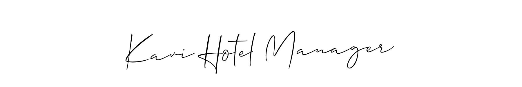 Similarly Allison_Script is the best handwritten signature design. Signature creator online .You can use it as an online autograph creator for name Kavi Hotel Manager. Kavi Hotel Manager signature style 2 images and pictures png