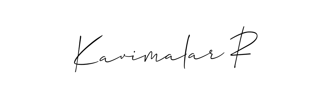 Also we have Kavimalar R name is the best signature style. Create professional handwritten signature collection using Allison_Script autograph style. Kavimalar R signature style 2 images and pictures png