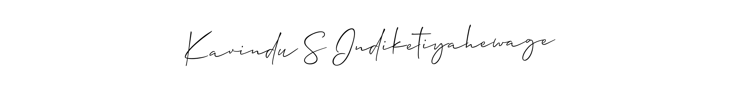 Design your own signature with our free online signature maker. With this signature software, you can create a handwritten (Allison_Script) signature for name Kavindu S Indiketiyahewage. Kavindu S Indiketiyahewage signature style 2 images and pictures png