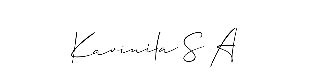 You can use this online signature creator to create a handwritten signature for the name Kavinila S A. This is the best online autograph maker. Kavinila S A signature style 2 images and pictures png