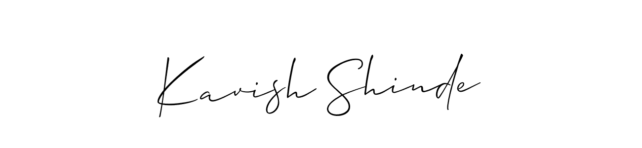 How to make Kavish Shinde name signature. Use Allison_Script style for creating short signs online. This is the latest handwritten sign. Kavish Shinde signature style 2 images and pictures png