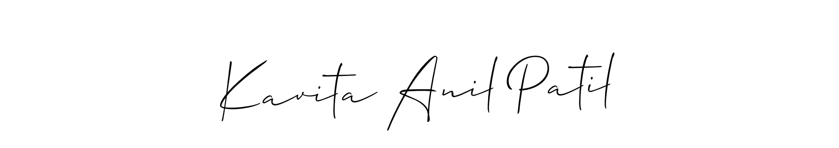 Allison_Script is a professional signature style that is perfect for those who want to add a touch of class to their signature. It is also a great choice for those who want to make their signature more unique. Get Kavita Anil Patil name to fancy signature for free. Kavita Anil Patil signature style 2 images and pictures png