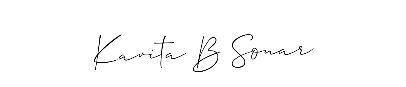 Similarly Allison_Script is the best handwritten signature design. Signature creator online .You can use it as an online autograph creator for name Kavita B Sonar. Kavita B Sonar signature style 2 images and pictures png