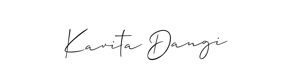 The best way (Allison_Script) to make a short signature is to pick only two or three words in your name. The name Kavita Dangi include a total of six letters. For converting this name. Kavita Dangi signature style 2 images and pictures png