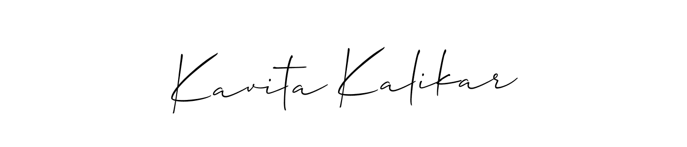 if you are searching for the best signature style for your name Kavita Kalikar. so please give up your signature search. here we have designed multiple signature styles  using Allison_Script. Kavita Kalikar signature style 2 images and pictures png