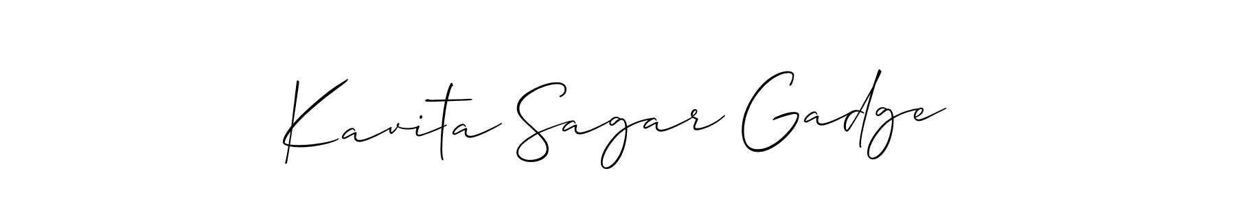 Allison_Script is a professional signature style that is perfect for those who want to add a touch of class to their signature. It is also a great choice for those who want to make their signature more unique. Get Kavita Sagar Gadge name to fancy signature for free. Kavita Sagar Gadge signature style 2 images and pictures png