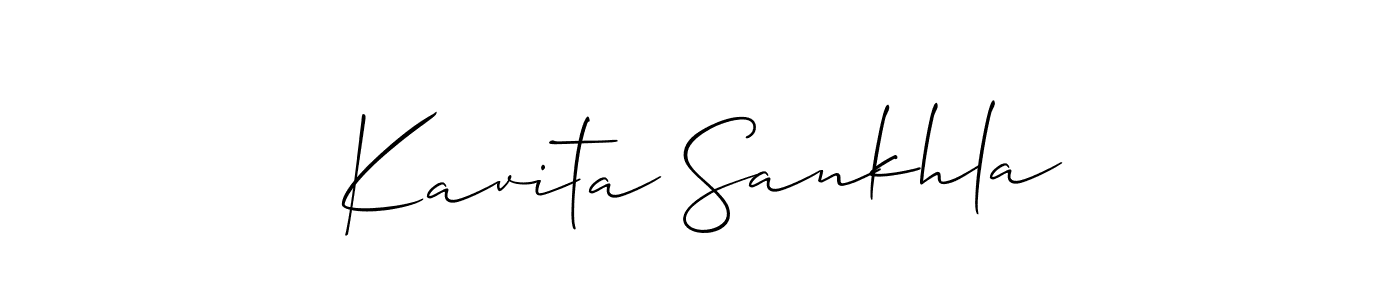 if you are searching for the best signature style for your name Kavita Sankhla. so please give up your signature search. here we have designed multiple signature styles  using Allison_Script. Kavita Sankhla signature style 2 images and pictures png