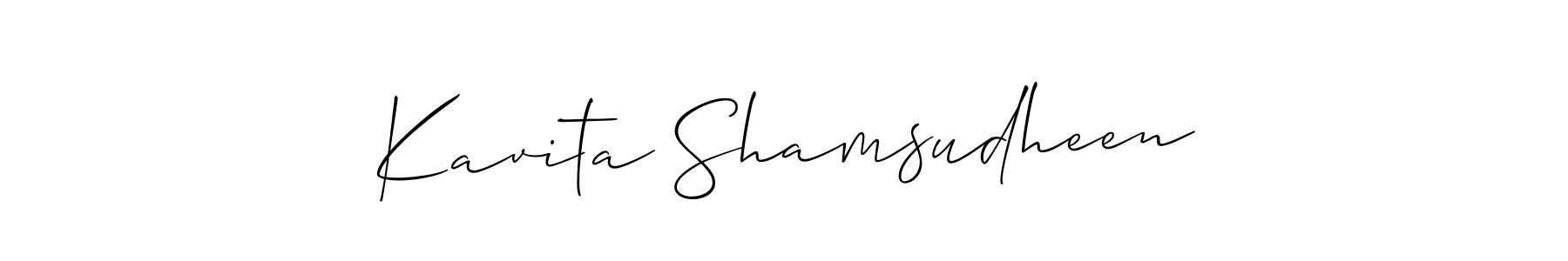 The best way (Allison_Script) to make a short signature is to pick only two or three words in your name. The name Kavita Shamsudheen include a total of six letters. For converting this name. Kavita Shamsudheen signature style 2 images and pictures png